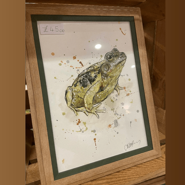 Original ‘Ribberto’ A4 frgo painting in light wood and khaki frame 